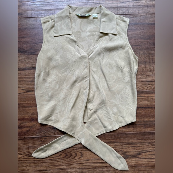 Silk Tan Tommy Bahama Tropical Collar Tank Top. - Picture 1 of 5